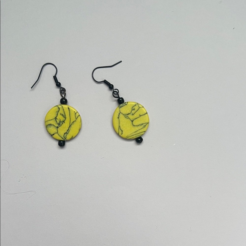 Yellow and Black Dangle Earrings
